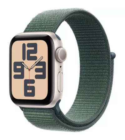 Apple Watch SE (2024) GPS 40mm Starlight Aluminium Case with Lake Green Sport Loop (MXEH3)